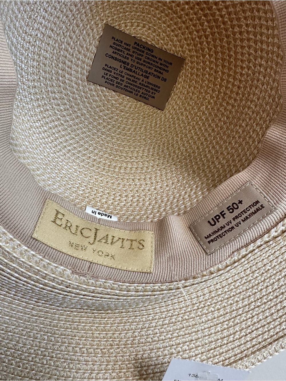 Eric Javits Hampton Squishee Sun Hat Cream NWT $235 Packable UPF 50+ 13804 - Picture 4 of 5